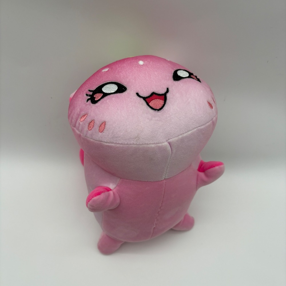Aphmau MeeMeows Strawberry Cat Pink Plush Stuffed Animal Pillow Green Leaf